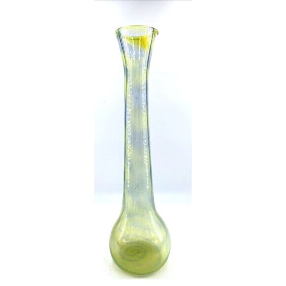 Cristalleria Europa Vase Yellow Signed 16" Studio Art Glass 2001 Vintage - Picture 4 of 7